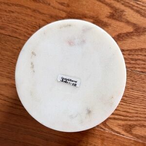 Crate&Barrel Cream Marble & Wood Wine Coaster